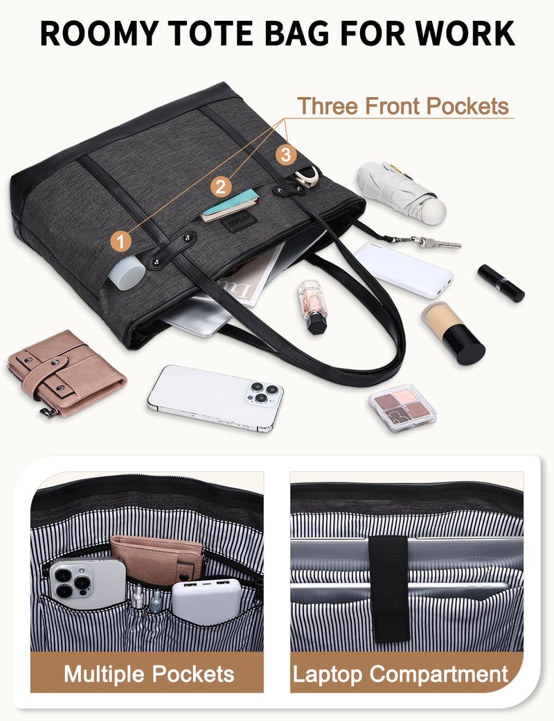 RAVUO Laptop Bag for Women, Water Resistant 15.6 Inch Computer Handbag Business Purse Teacher Bag With Portable Small Pouch - Image 4